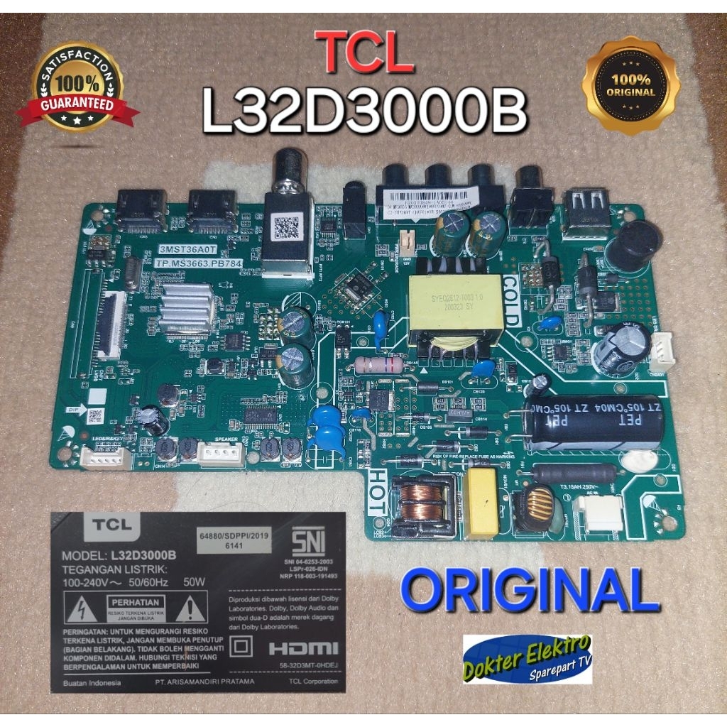MAINBOARD TV DIGITAL TCL L32D3000B SOKET KECIL