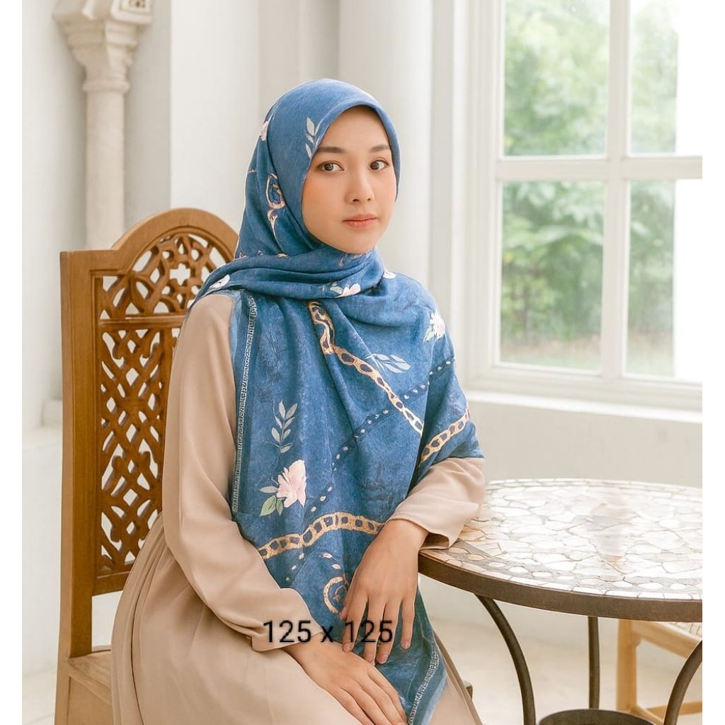 PROMO / SYARI ALMAA BIRU / JILBAB VOAL PREMIUM / GROSIR HIJAB / HIJAB SEGI EMPAT / VOAL MOTIF PREMIU