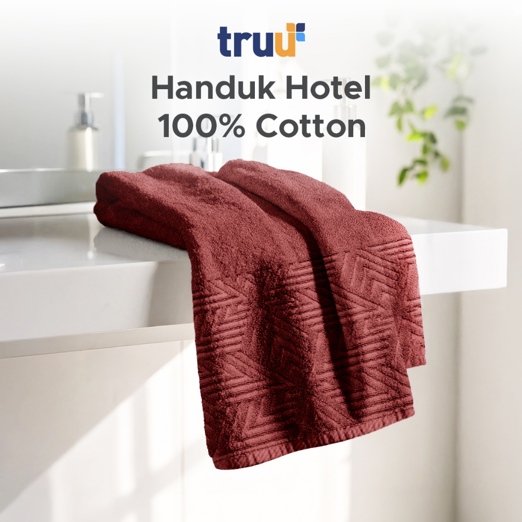 TRUU  Handuk Eksklusif Triangle Fire Brick TR.T039 100% Katun 550gsm 70x140 cm Handuk Hotel Emboss E