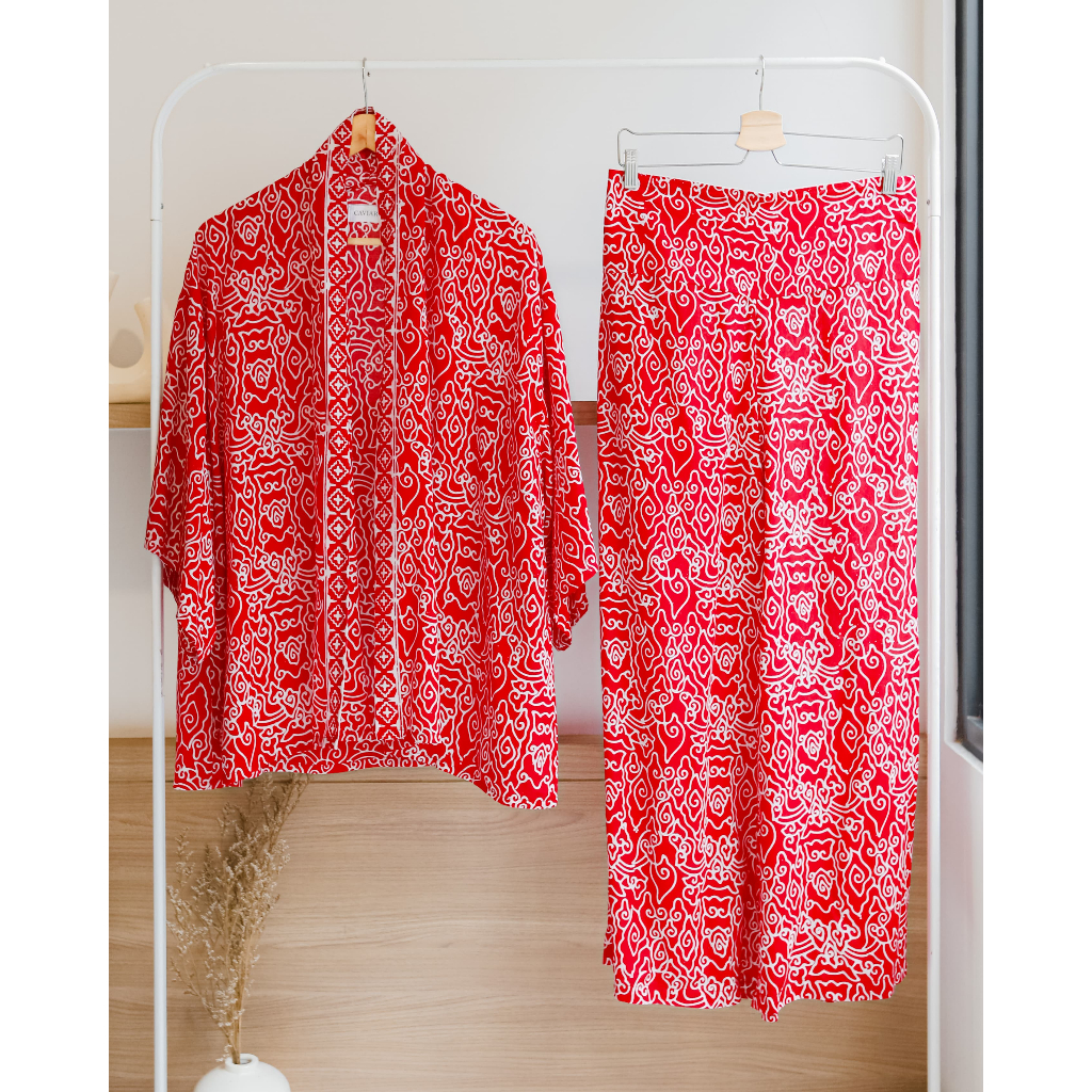 ONE SET BIGSIZE OUTER JUMBO KIMONO JUMBO SETELAN KULOT WANITA KULOT HIGHWAIST OUTER BATIK OUTWEAR FO