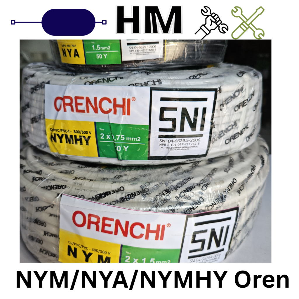 1 Roll Kabel Orenchi NYA 2x1,5 NYM 2x1,5 NYM 2x2,5 NYM 3x1,5 NYM 3x2,5 NYMHY 2X0,75 NYMHY 3X0,75 50Y