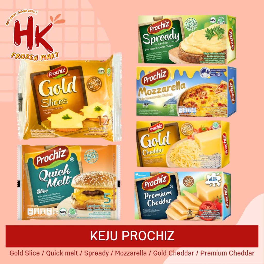 

Keju Prochiz | Spready Gold Slice Quick Melt isi 5 Gold Cheddar Mozzarella 160gr HK FROZEN MART