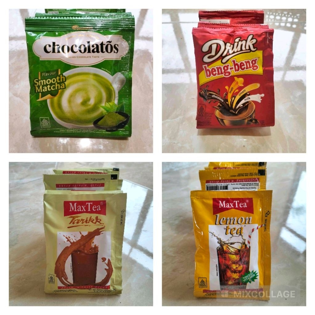 

Chocolatos Matcha/Beng Beng Drink/Max Tea Lemon Tea/ Max Tea Teh Tarik Sachet