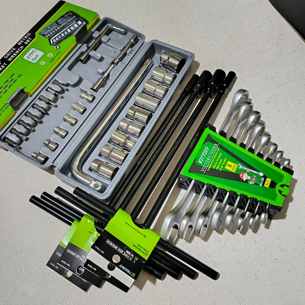 Tekiro Kunci T 4 Pcs 8-10-12-14mm + Kunci Shock 1 Set Lengkap 27 Pcs + Kunci Ring Pas 1Set / Kunci