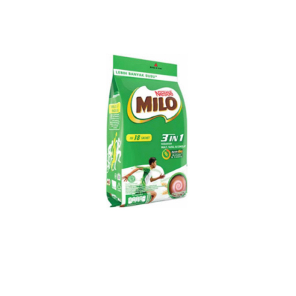 

Milo 3in1 Pouch 18 x 34 g – Minuman Cokelat Energi dengan Susu