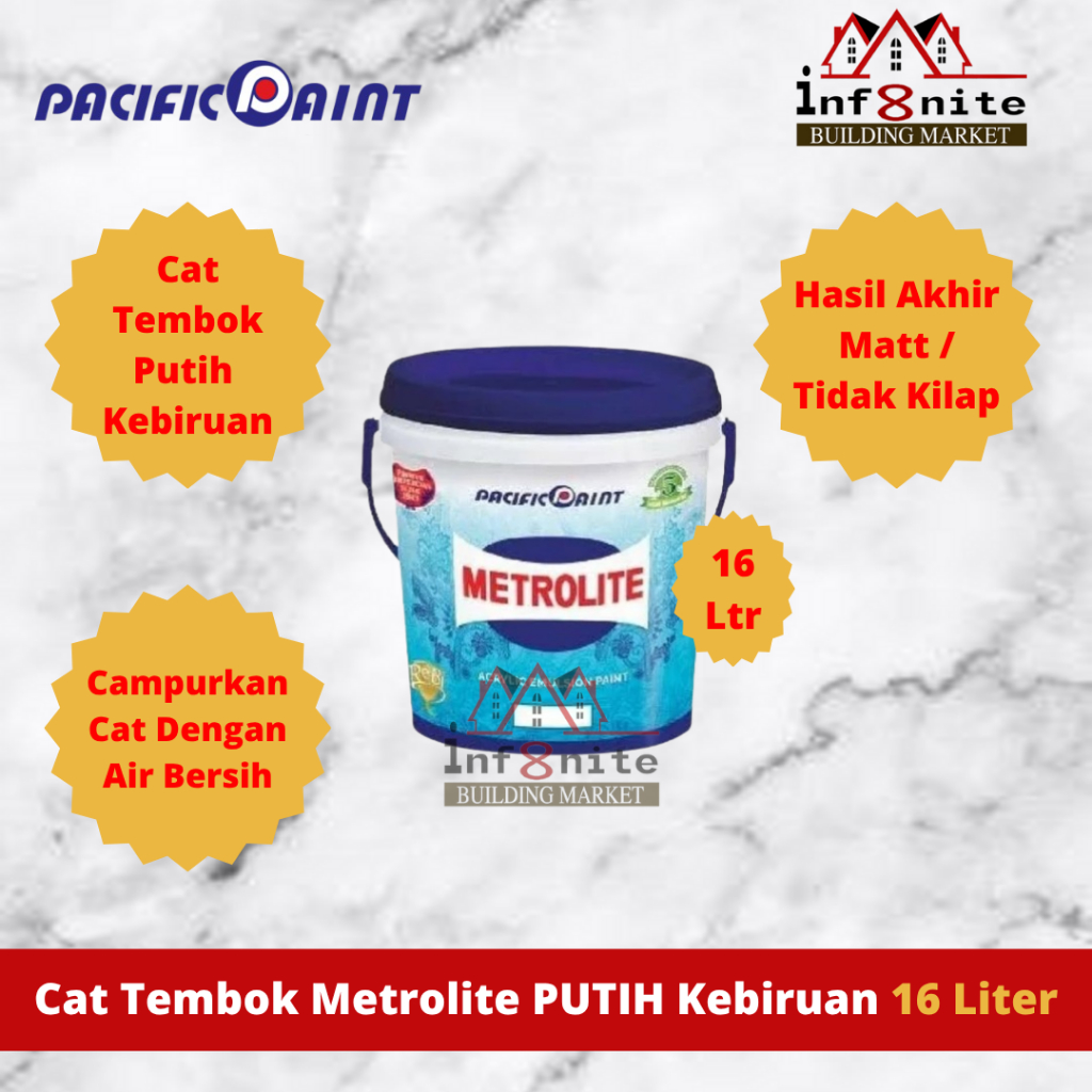 Cat Plafon Cat Tembok Metrolite Interior Putih Kebiruan 16 Liter Putih Kebiruan