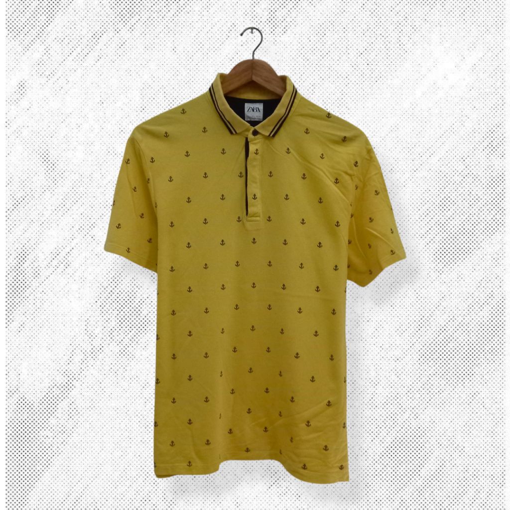 ZARA Polo Shirt Pria, kaos kerah pria atasan pria