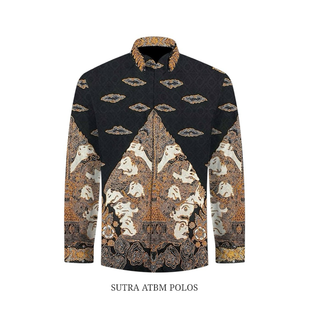 Kain batik tulis sutra atbm polos motif wayang kemeja batik tulis pria asli 100% original S138
