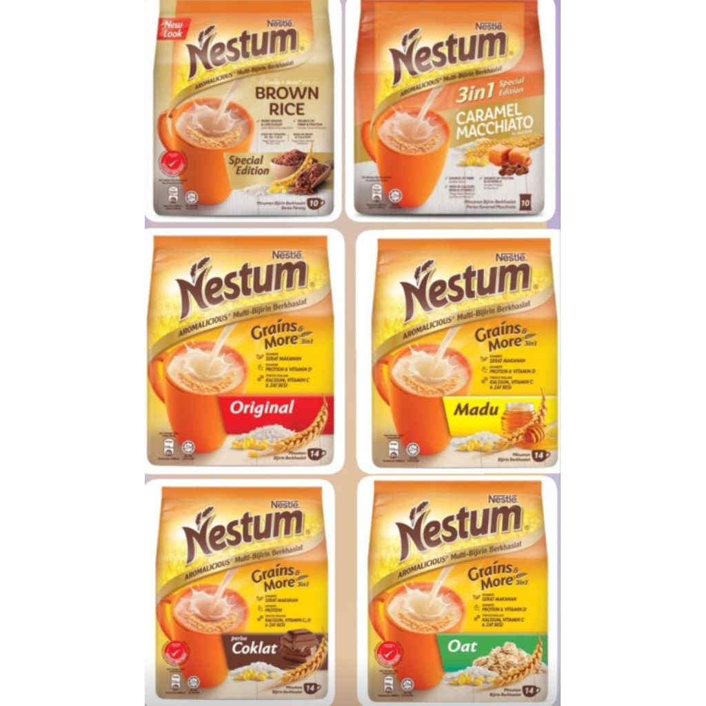 

Nestle Nestum 3in1 Grains & more all Varian Malaysia Original | Coklat | Madu | Brown Rice | Caramel Macchiato | oat | Taro | Kurma