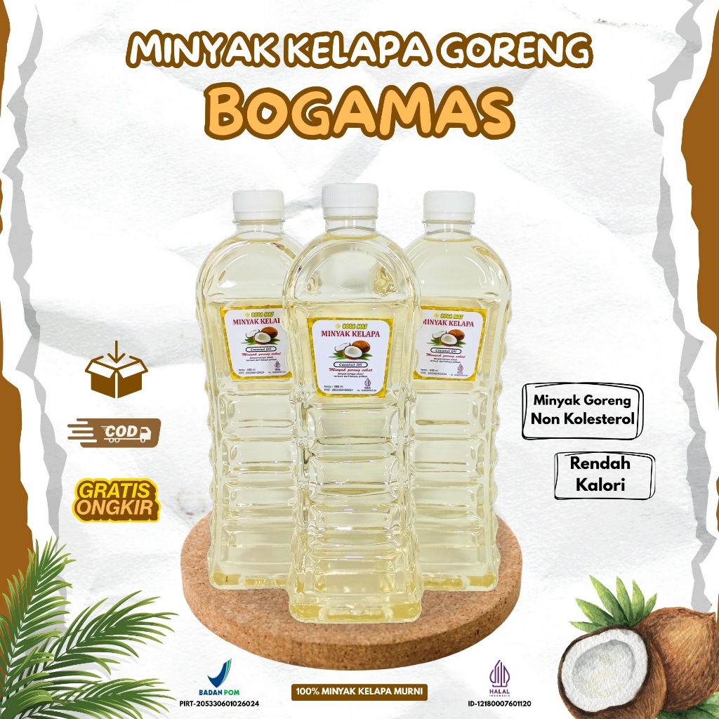 

Minyak Goreng Kelapa Murni Sehat BogaMas 1 Liter l Non Kolesterol l COCONUT COOKING OIL [CCO]
