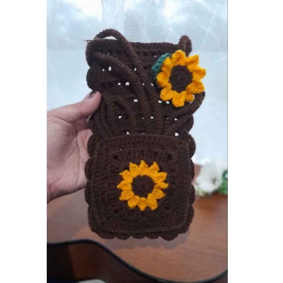 (CUSTOM) SUN FLOWER CROCHET SLING BAG