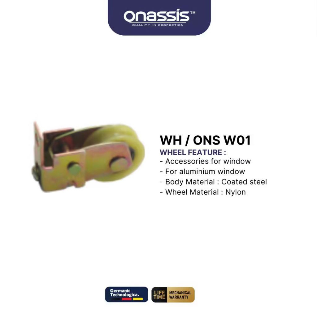 Roda Sliding Onassis W01 / Roda Jendela Almunium Onassis / Roda Jendela Geser Kecil / Roda Onassis W