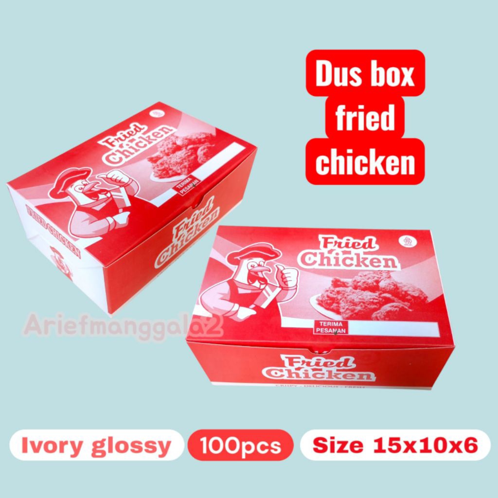 

@100pcs dus box fried chicken warna merah ivory glossy
