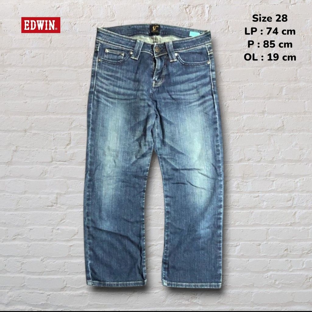 Size 28 Celana Panjang Jeans Edwin Vienus Blue Washed Fading Regular fit Original Second Preloved #C