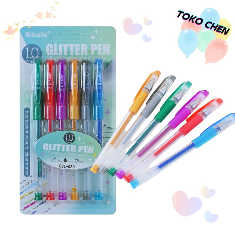 

Bibaile Color Gel Pen Pulpen Pena 6 Warna 1.0 MM