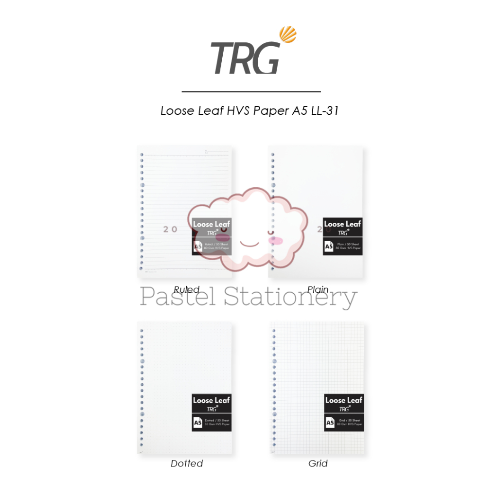 

TRG Isi Loose Leaf HVS Paper 20 Holes LL-31 A5 80gsm - Refill Kertas Binder Motif Ruled Dotted Grid Plain 80 gsm 1 Pak Isi 50 Lembar TRG