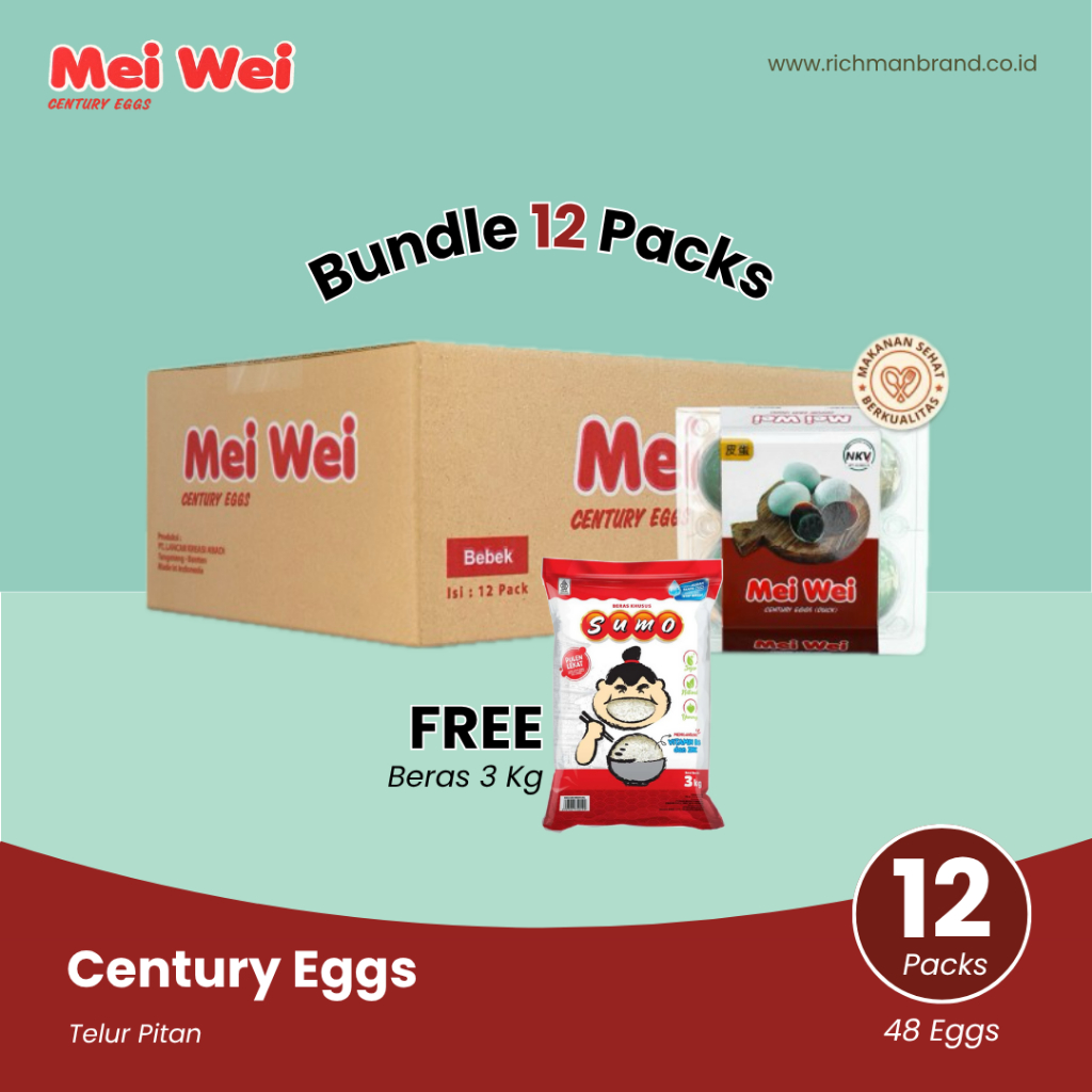 

MEI WEI TELUR PITAN BUNDLE 12 pack FREE Beras Sumo 3kg