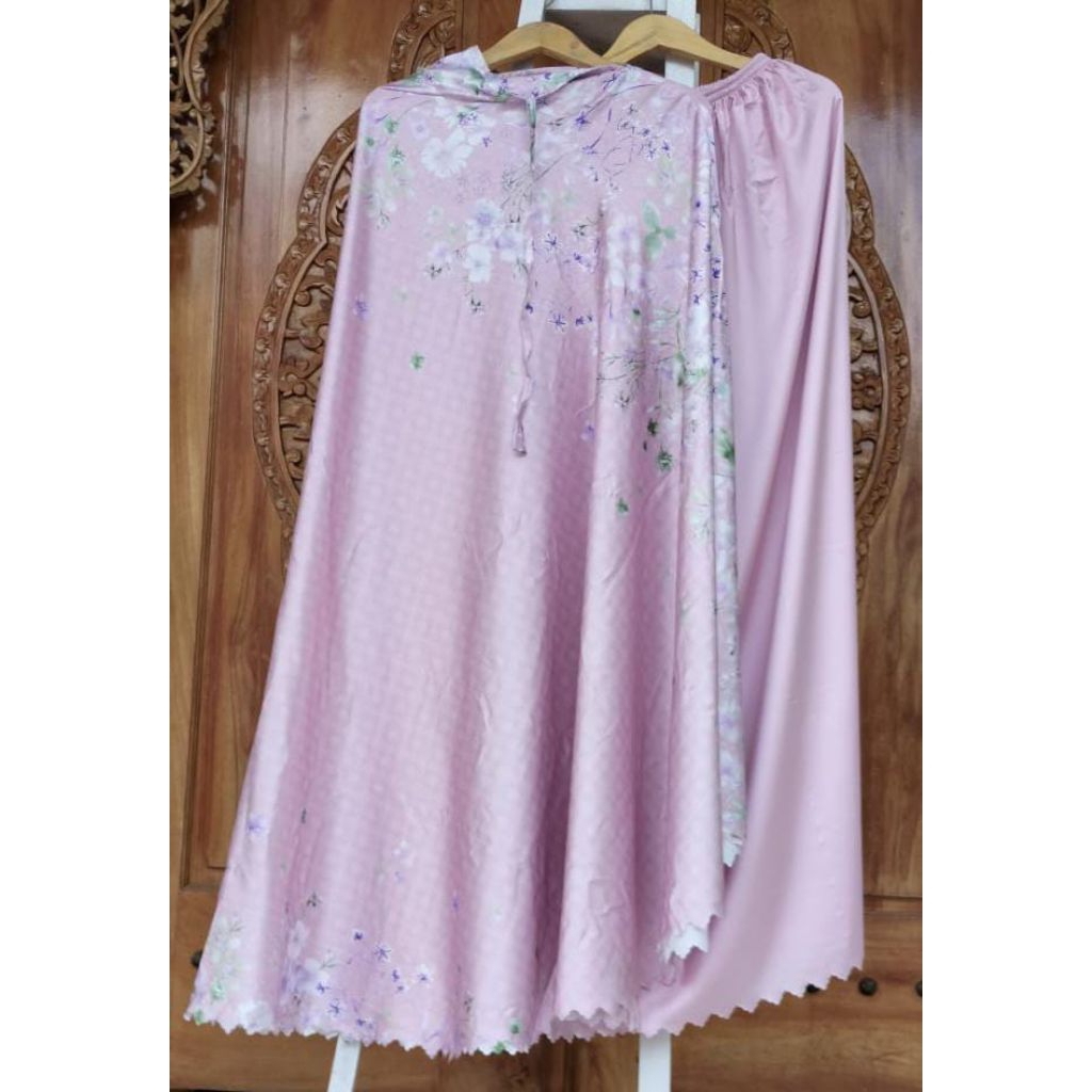 Mukena Silk Dewasa Resleting bawah dagu Traveling