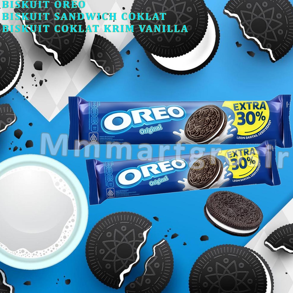 

Oreo / Biskuit Sandwich Coklat / Biskuit Coklat Krim Rasa Vanilla / 147.2gr