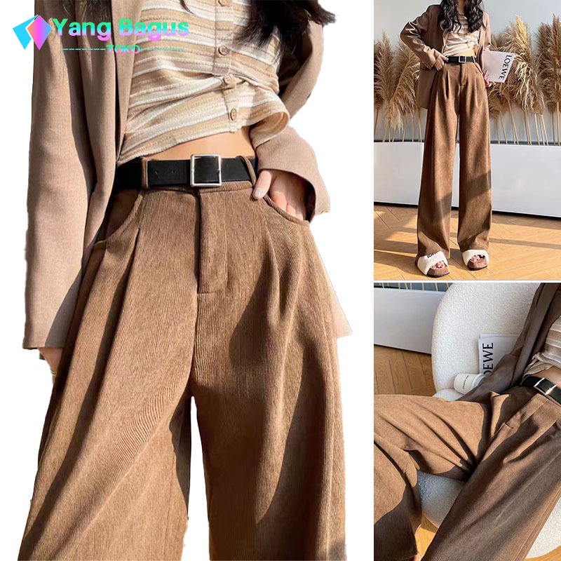 Celana corduroy wanita celana baggy pants wanita celana highwaist corduroy wanita celana korean styl