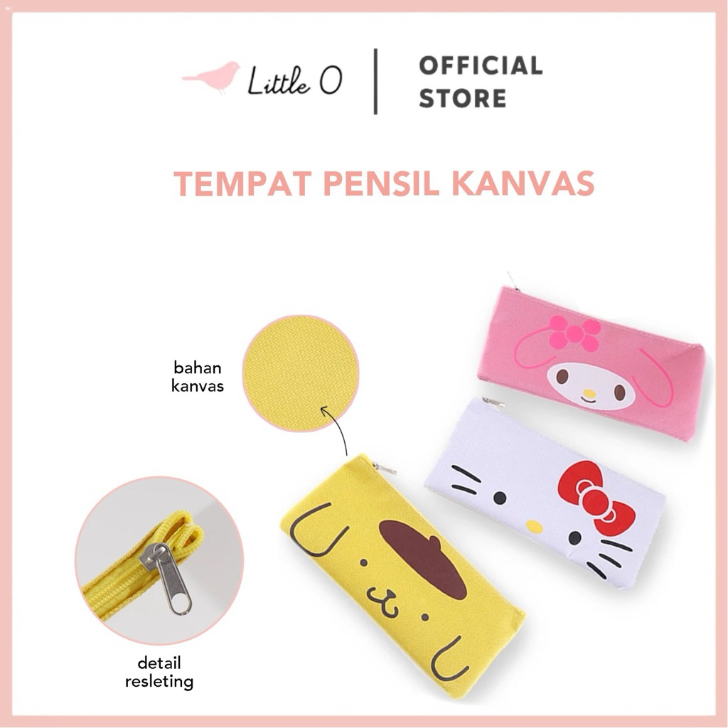 

LITTLE O Kotak Pensil Sanrio Pencil Bag Tempat Pensil Resleting Unicorn Pencil Case Bahan Canvas