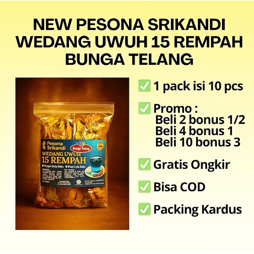 

New Pesona Srikandi Wedang Uwuh 15 Rempah Bunga Telang isi 10 pcs