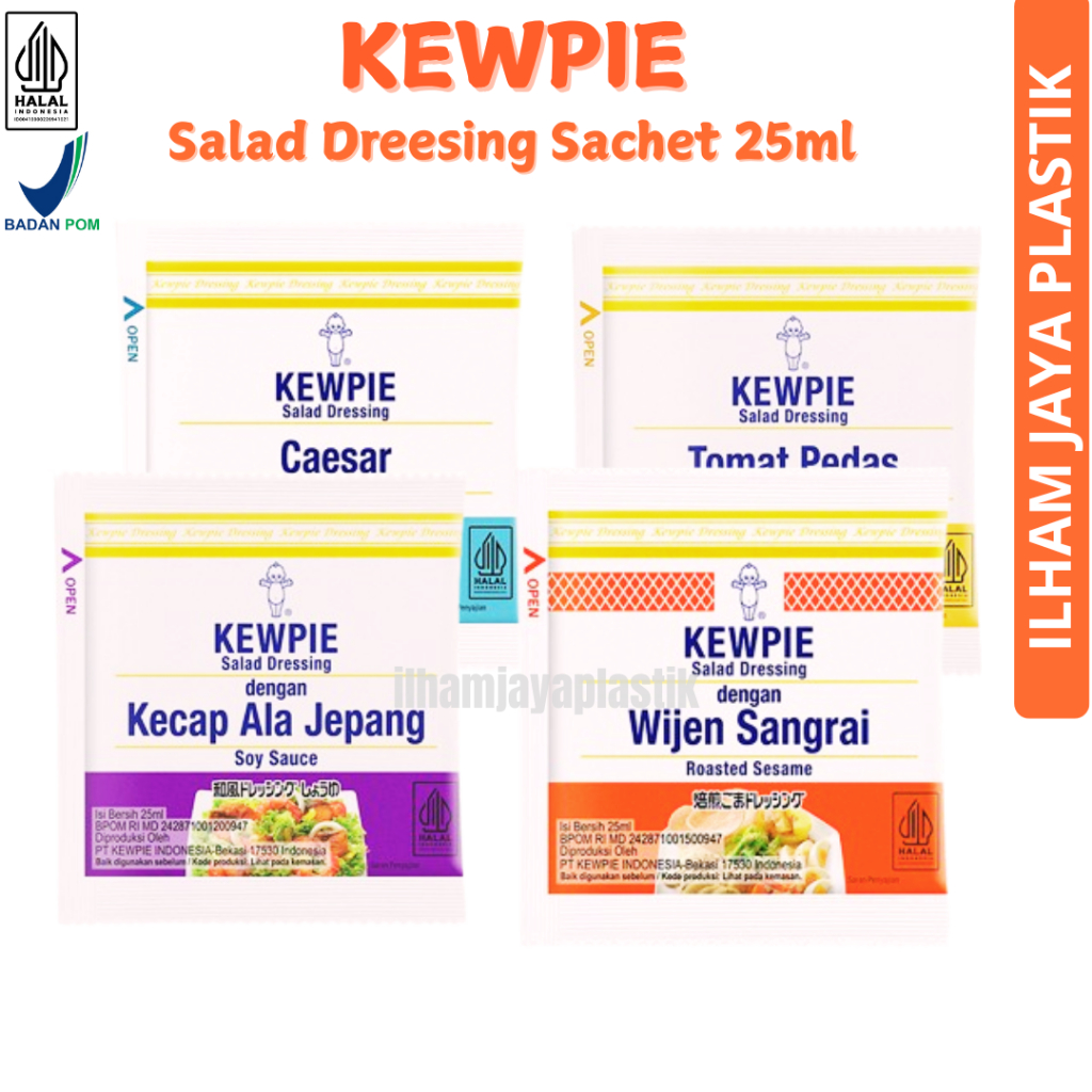 

Kewpie Salad Dressing Sachet Wijen Sangrai, Tomat Pedas, Caesar, Kecap Ala Jepang 25ml