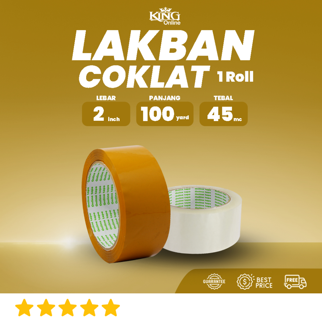 

1 Pcs Isolasi Lakban Coklat 100 Yard 2 Inch / Tebal Kuat / isolasi ONLINE TAPE OPP