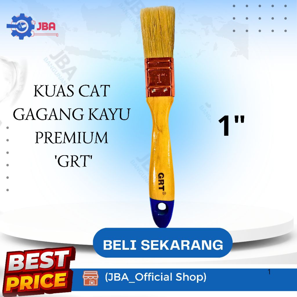 

GRT Kuas Cat Gagang Kayu Premium 1" / Kuas Kualitas Bagus GRT / Kuas Gagang Kayu Lembut Premium / Kuas cat tembok/kuas kayu
