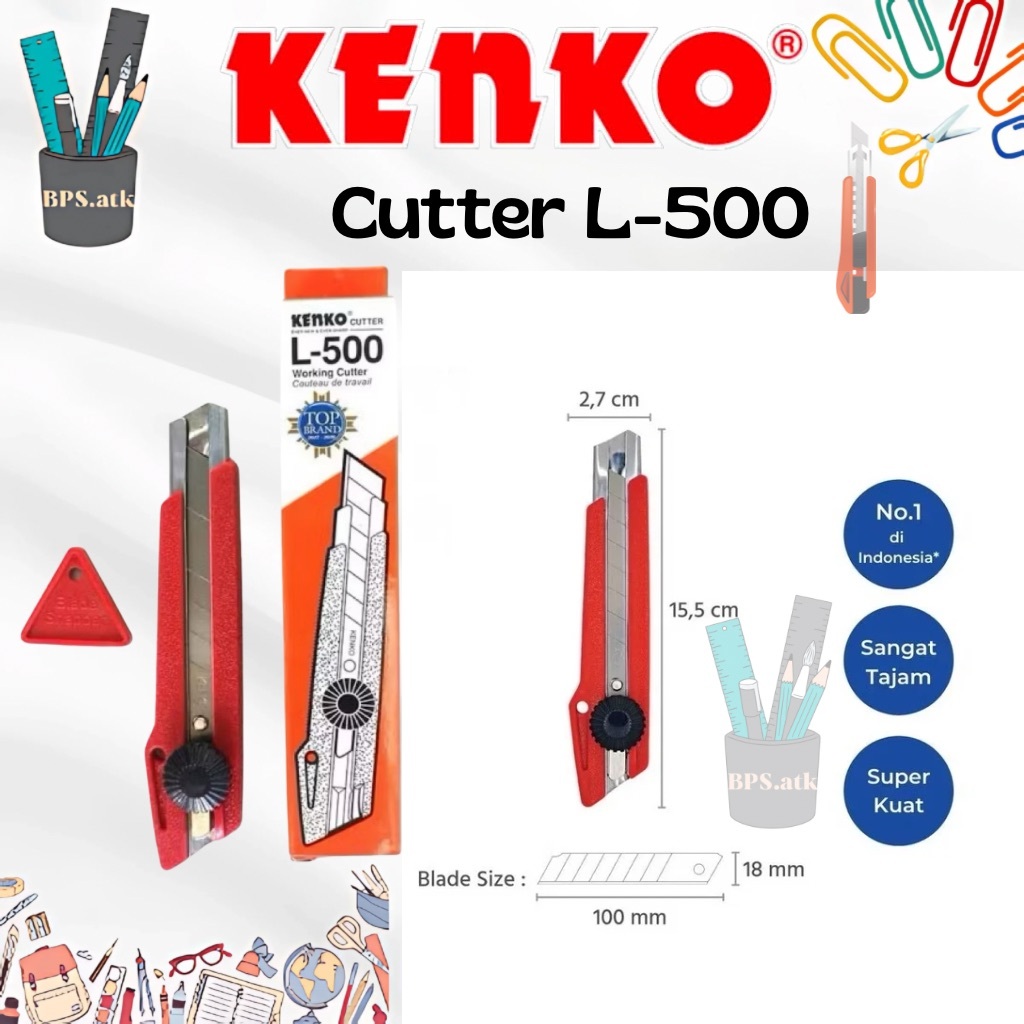

Kenko Cutter / Pisau Pemotong L-500 Besar (18mmBlade) Pemotong Kertas Cutter Tajam