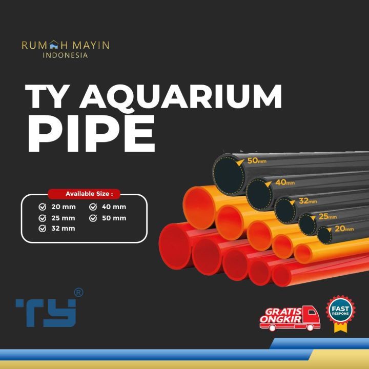 Pipa UPVC Merah untuk Aquarium dan Saluran Air Kuat Tahan Lama 2 Meter
