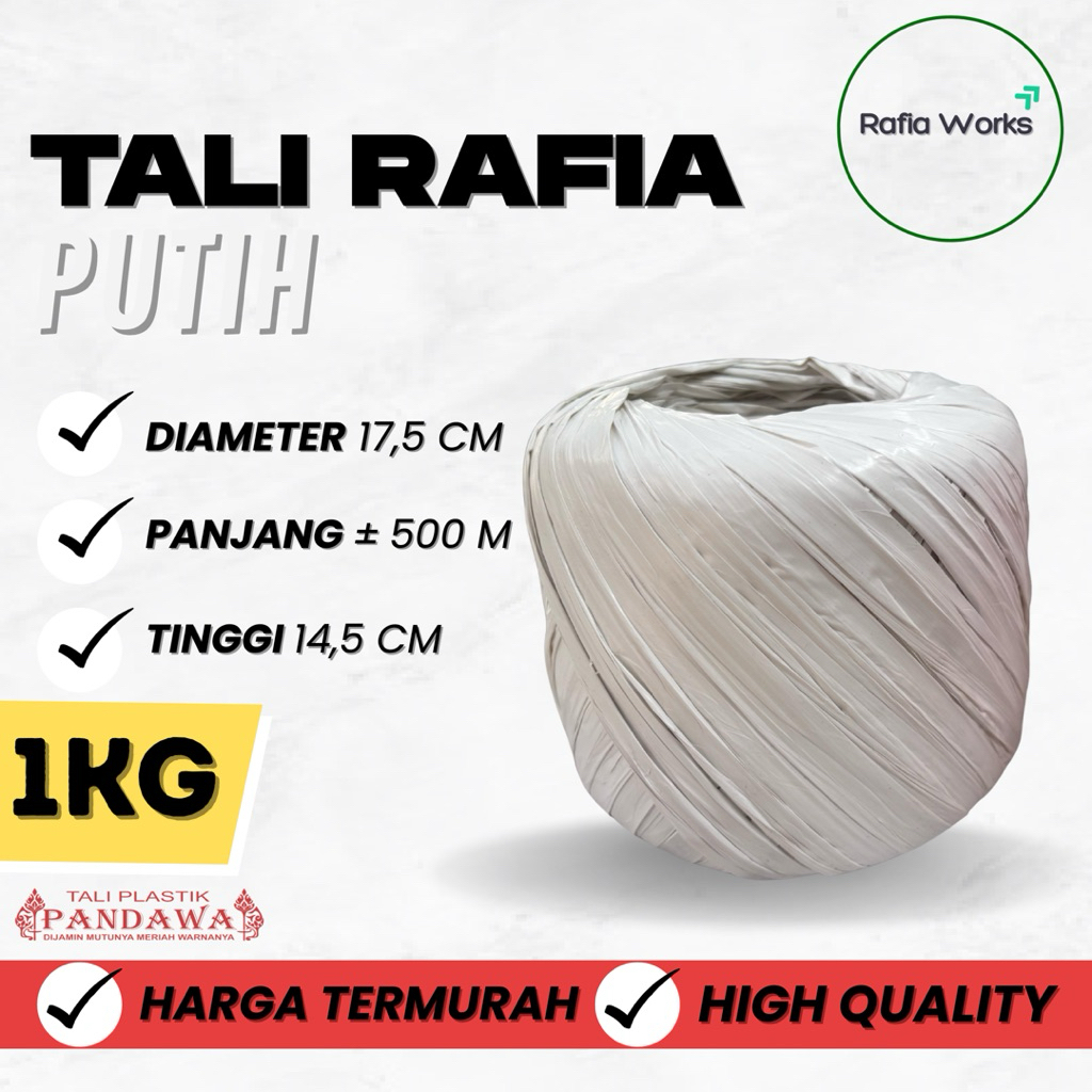 

Tali Rafia Putih 1 Kg Kuat Murah Serbaguna Merk Pandawa