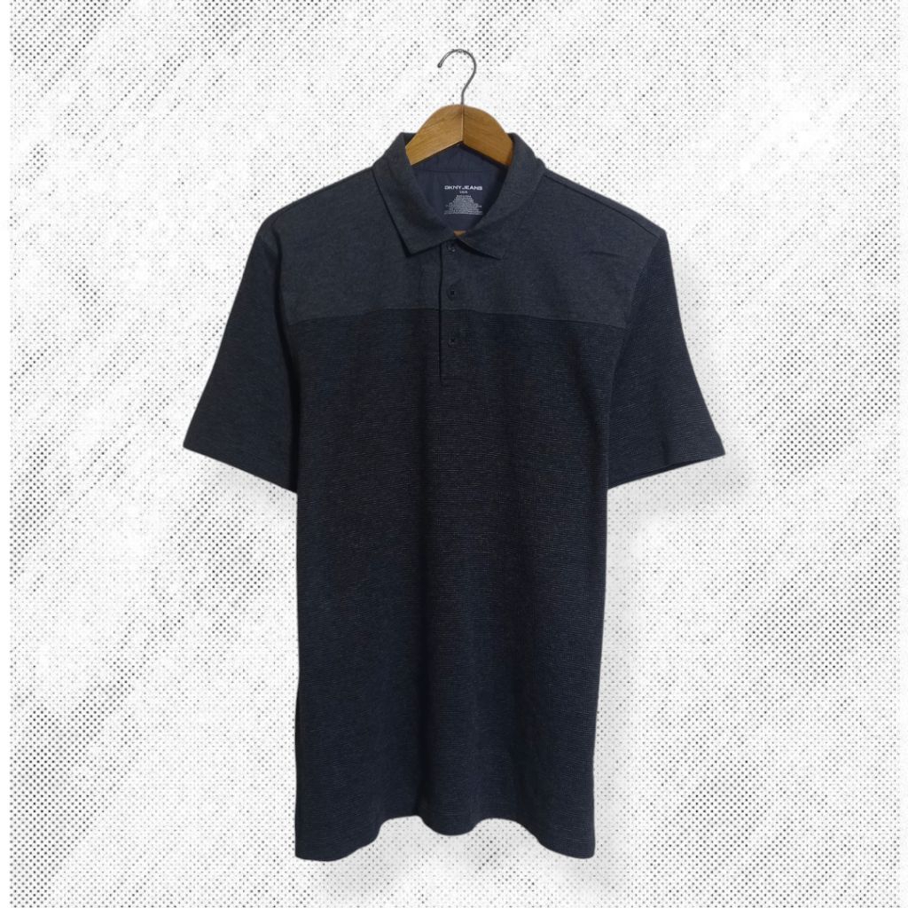 DKNY JEANS Polo shirt pria, kaos kerah pria atasan pria