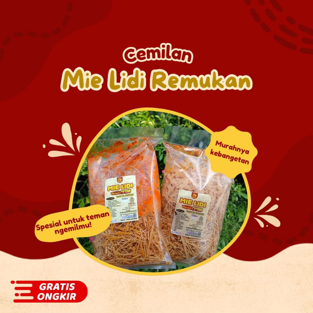 

Mie Lidi Remukan/Mie Lidi Cetar/Cemilan Kekinian/Cemilan Pedas