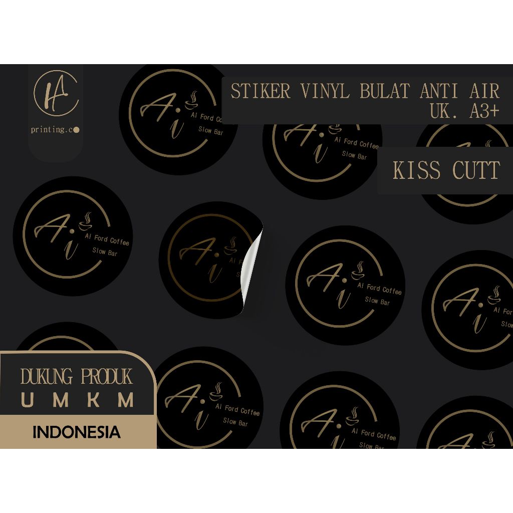 

Cetak Stiker Vinyl A3+ Custom Label Kemasan Logo Makanan Minuman Waterprof Anti Air