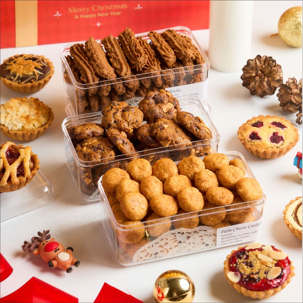 

Parsel Kue kering Premium (3x Toples 350mL), Kado Hamper Gift Cookies