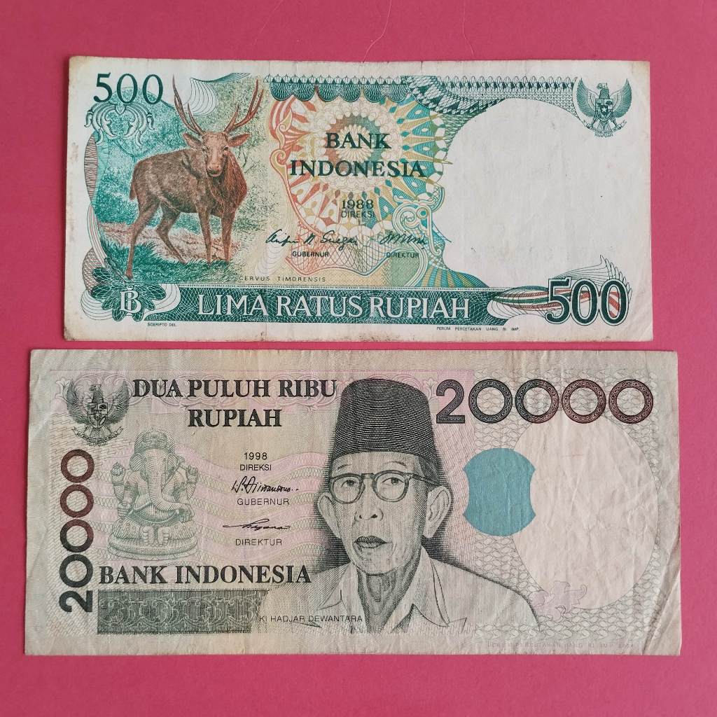 Uang Kuno Kertas Rp 500 Dan Rp 20000 UK 027