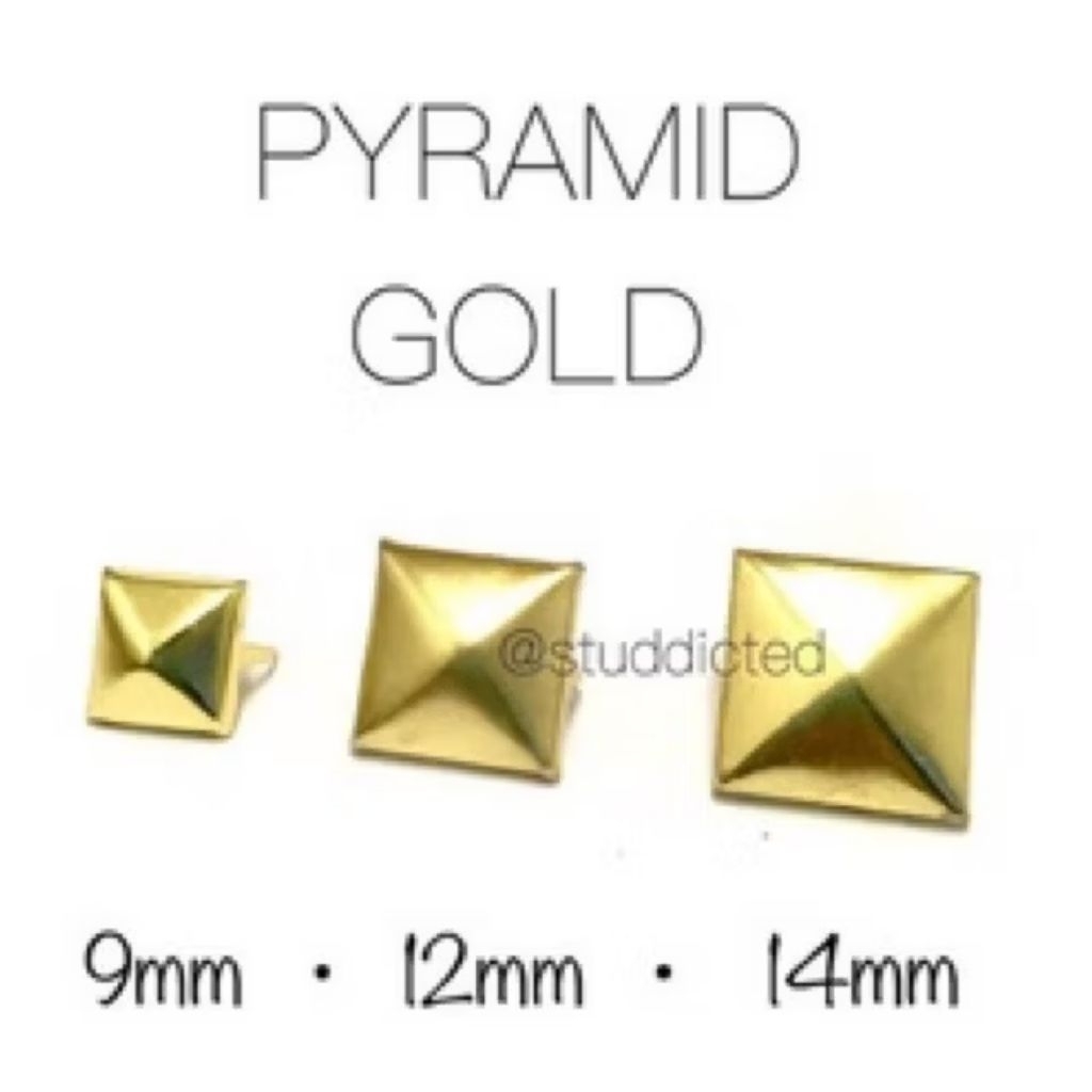 50pcs Pyramid Gold Studs