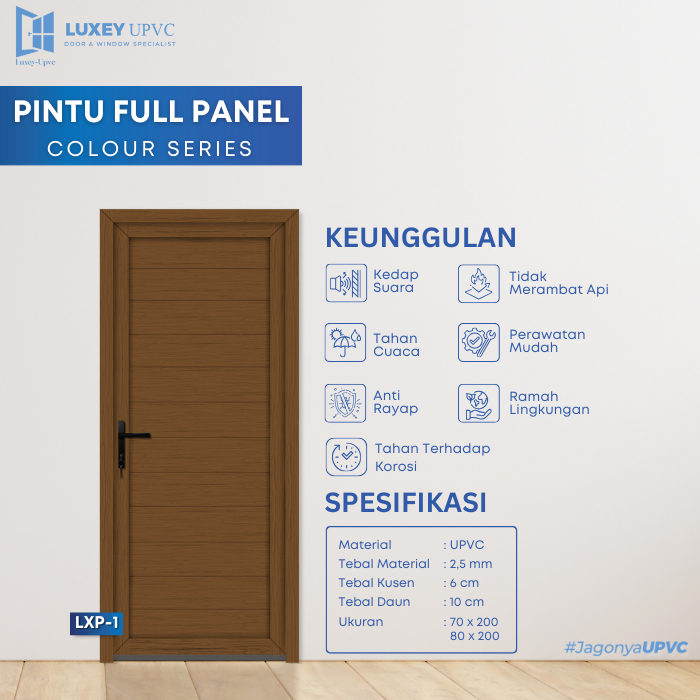 1 SET PINTU + KUSEN  KUSEN UPVC FULL PANELL BY LUXEY DOOR