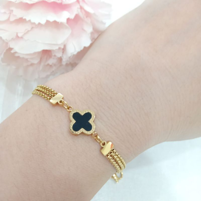 Gelang Rantai Rolo Kloper Hitam Titanium Anti Karat / Gelang Rantai Titanium