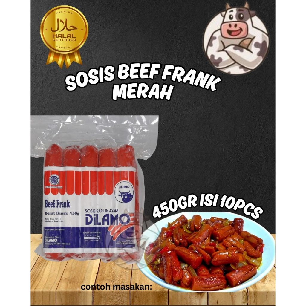 

DILAMO SOSIS BEEF FRANK/ SOSIS SAPI/ SOSIS MERAH/ SOSIS UNTUK HOTDOG/ 450GR ISI 10PCS