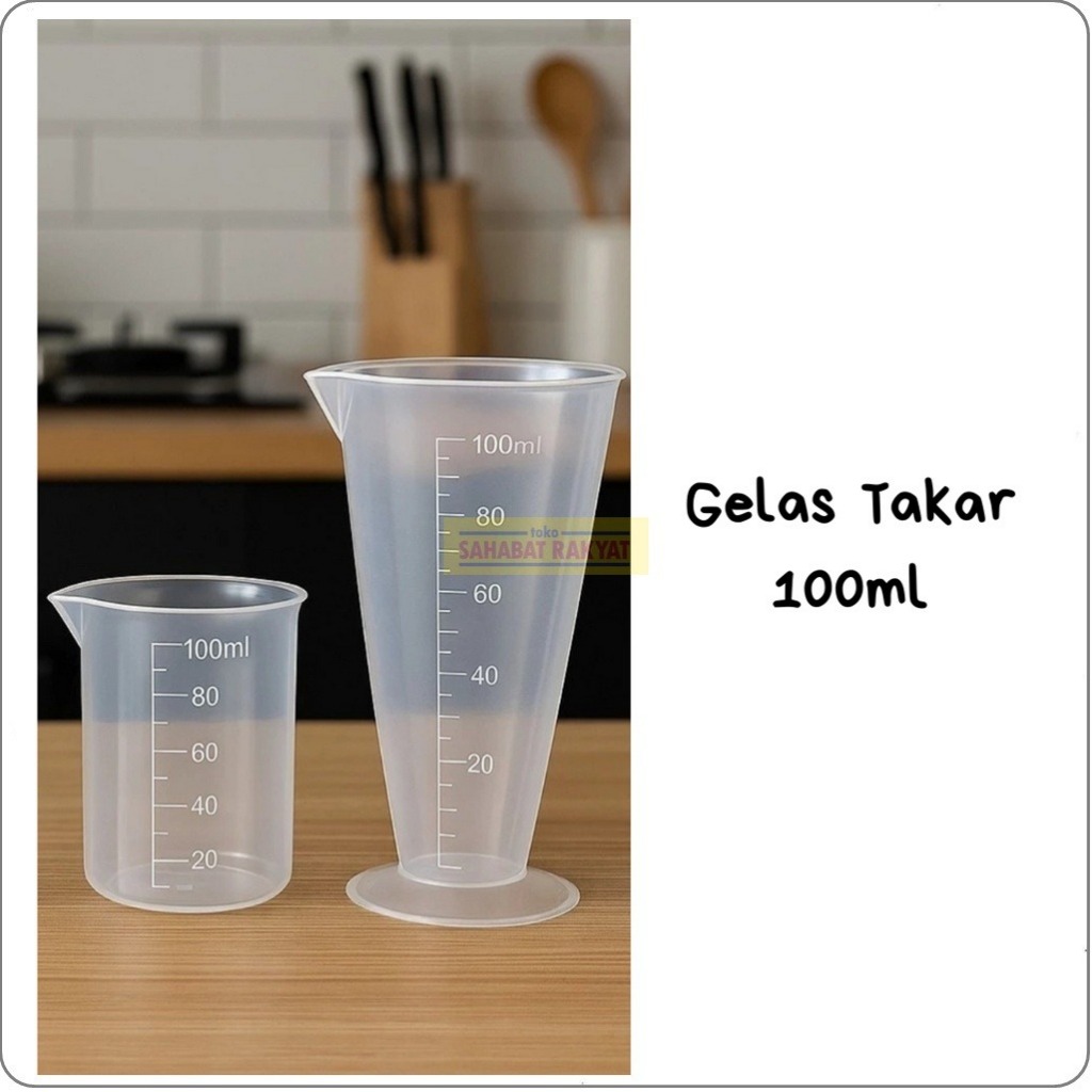 Gelas Takar/Gelas Ukur/Gelas Laboratorium/Jigger Plastik 100ml