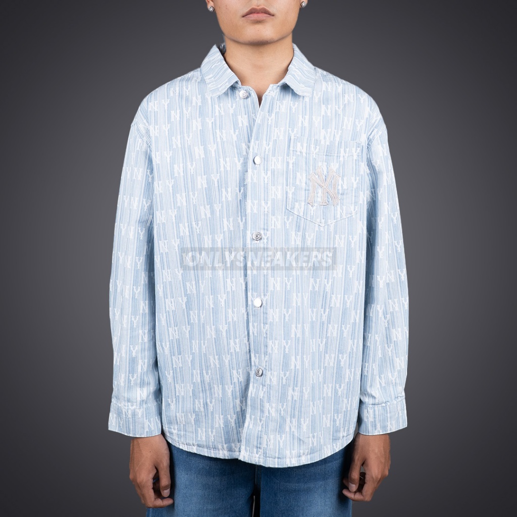 MLB CLASSIC NEW YORK YANKEES MONOGRAM JACQUARD LIGHT BLUE DENIM JACKET