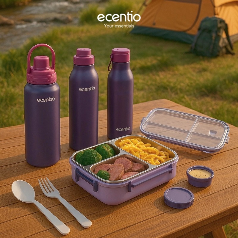 【Outdoor Paket】ecentio tumbler Stainless Vacuum 800ml/1L Outdoor Portable aesthetic Thermos Botol mi