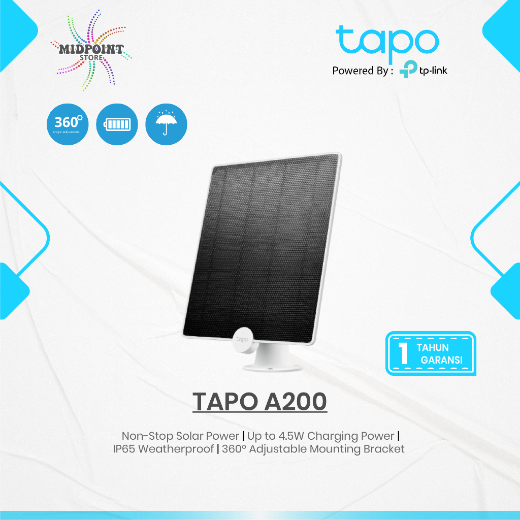 Tapo A200 Solar Panel 4.5W 5.2V Power Supply IP65 for Camera Tapo C425 Tapo C420 Tapo C400