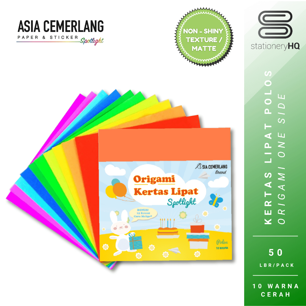 

Kertas Lipat Origami Warna Cerah Polos / Kertas Origami Warna Cerah Polos Matte
