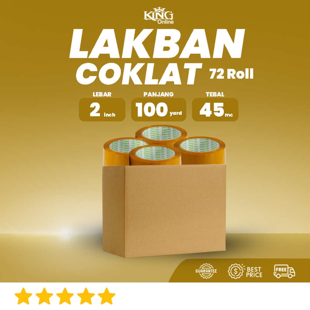 

1 DUS Lakban Coklat 100 Yard 2 Inch / isolasi Tebal Kuat Murah ONLINE TAPE OPP