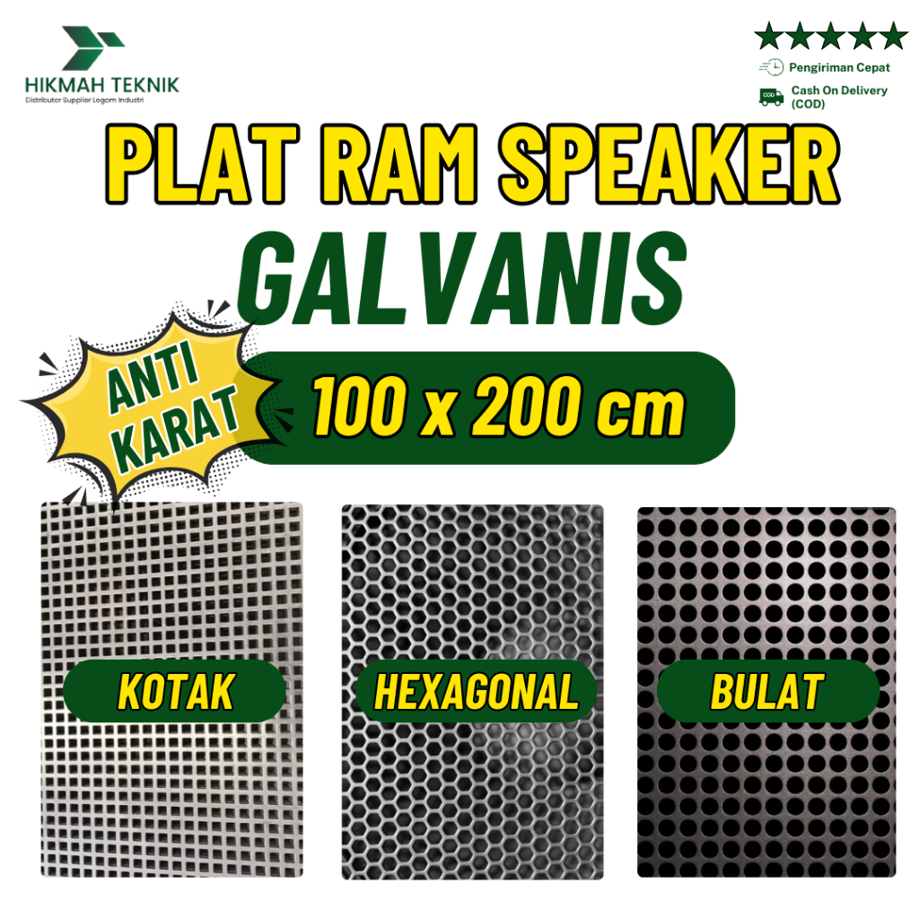 Plat 100 x 200 - Plat Besi Ram Speaker Ram Grill Galvanis Lubang Mesh Cover Grill Pelindung Audio bo