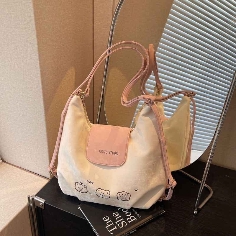 Tas Tote Bag Wanita Kanvas Tote bag anyaman Tas Wanita Tali Saku Tas Fashion Korea Tas Bahu Kanvas U