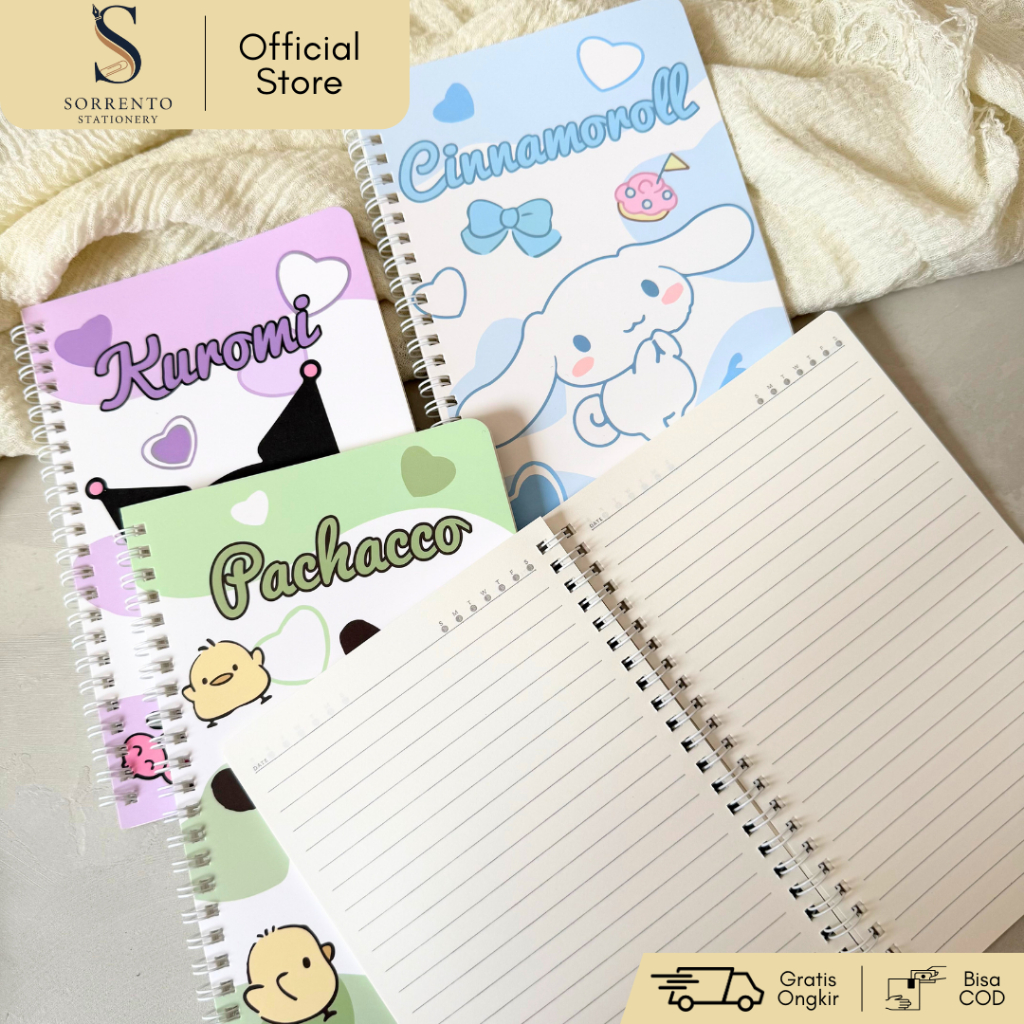 

Notebook Spiral A5 Sanrio - Buku Tulis 60 Lembar Karakter Kuromi Pochacco